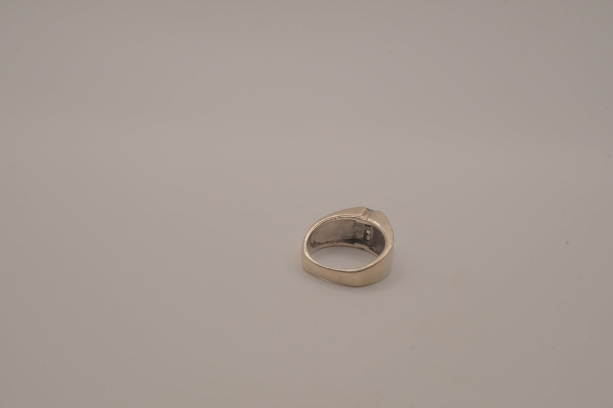 Sterling silver channel-set opal inlay ring
