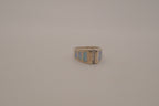 Sterling silver channel-set opal inlay ring