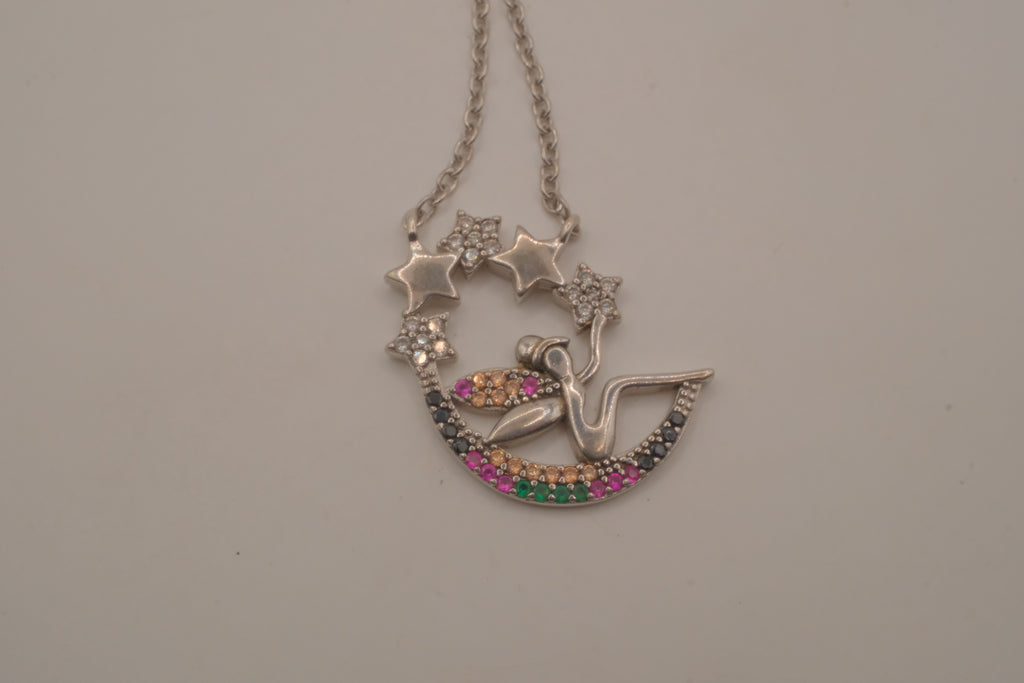 Sterling silver celestial fairy pendant necklace