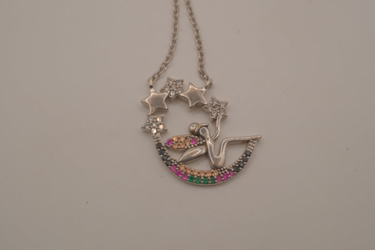 Sterling silver celestial fairy pendant necklace
