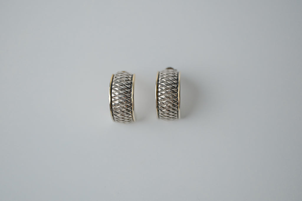 Vintage Two Tone Curved Earrings