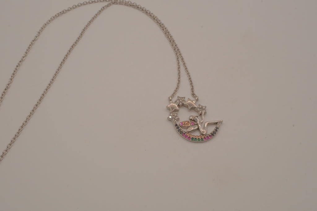 Sterling silver celestial fairy pendant necklace