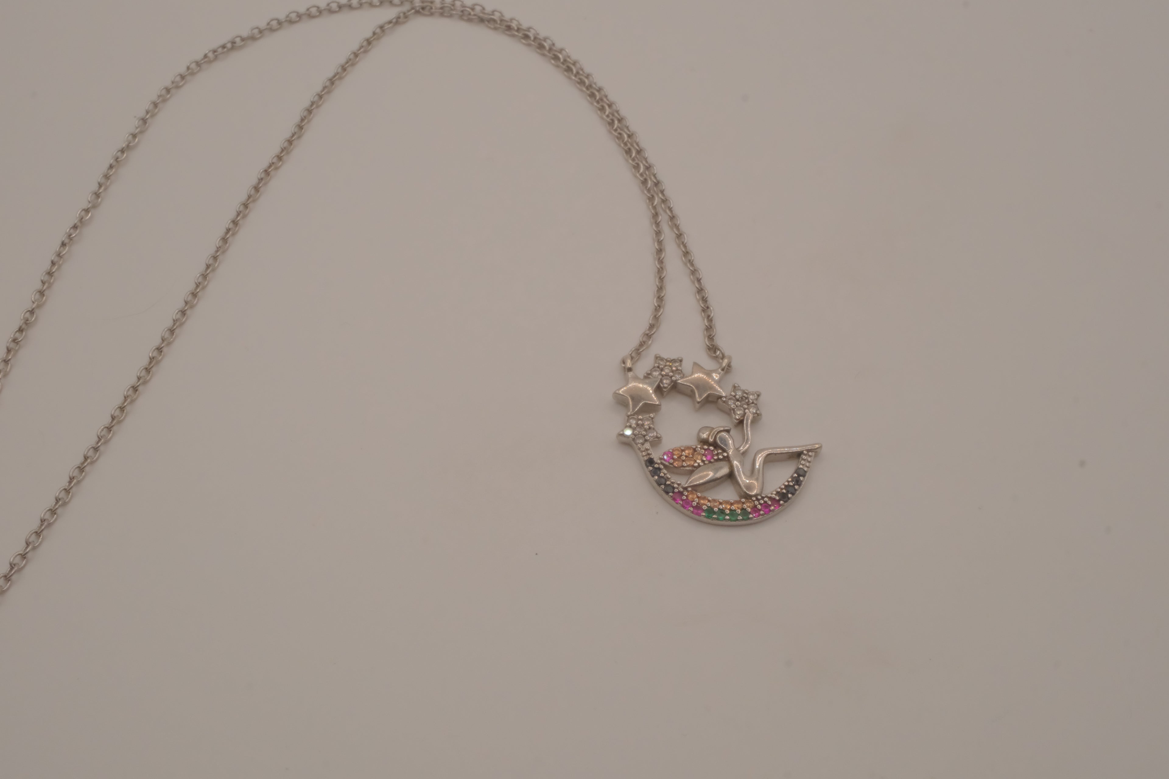 Sterling silver celestial fairy pendant necklace