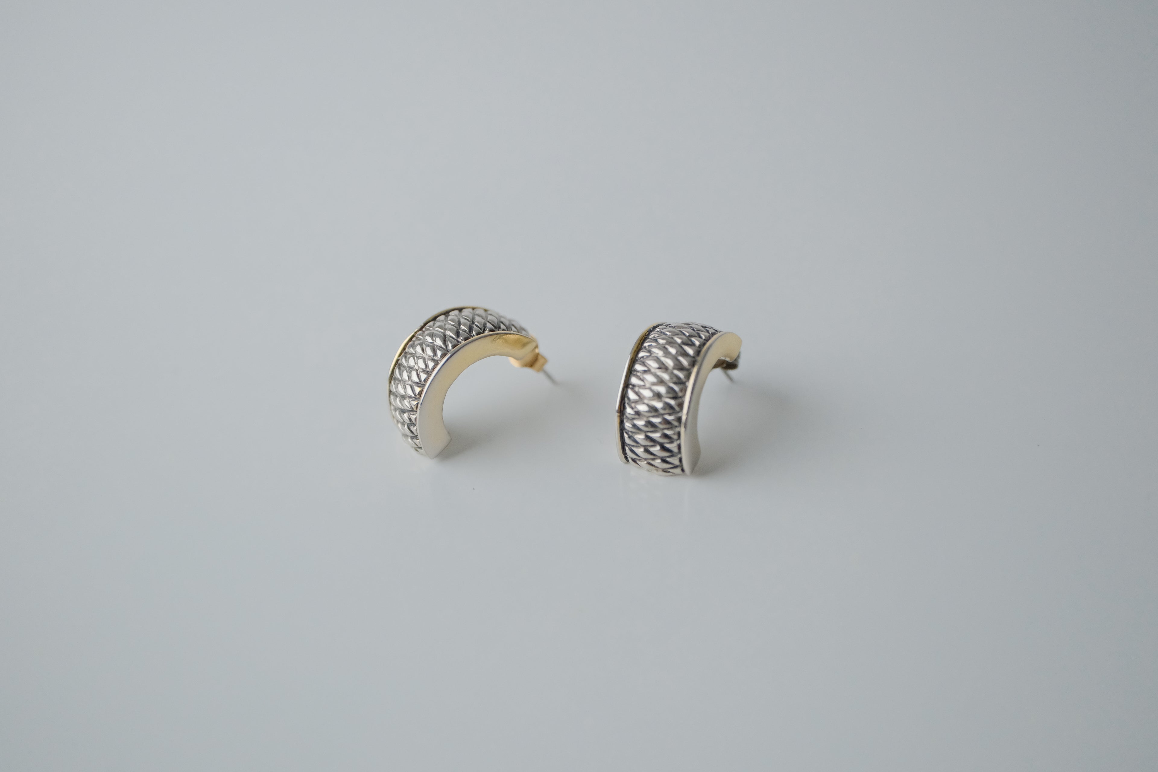 Vintage Two Tone Curved Earrings