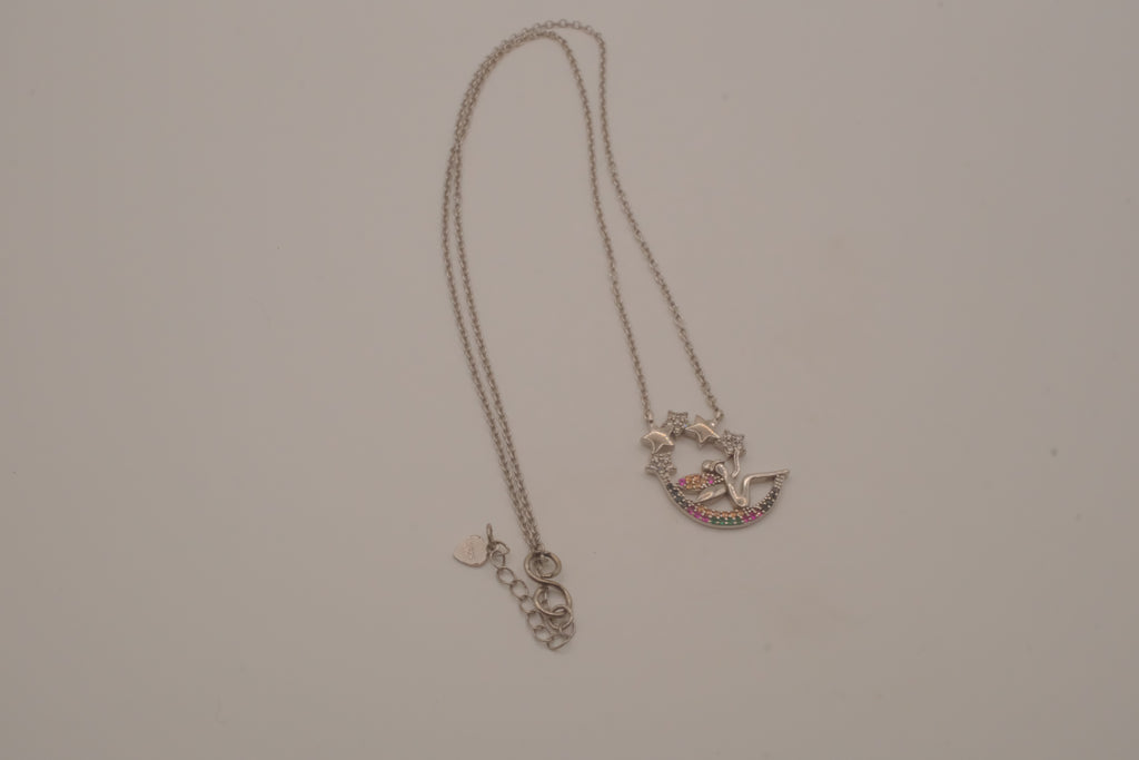 Sterling silver celestial fairy pendant necklace