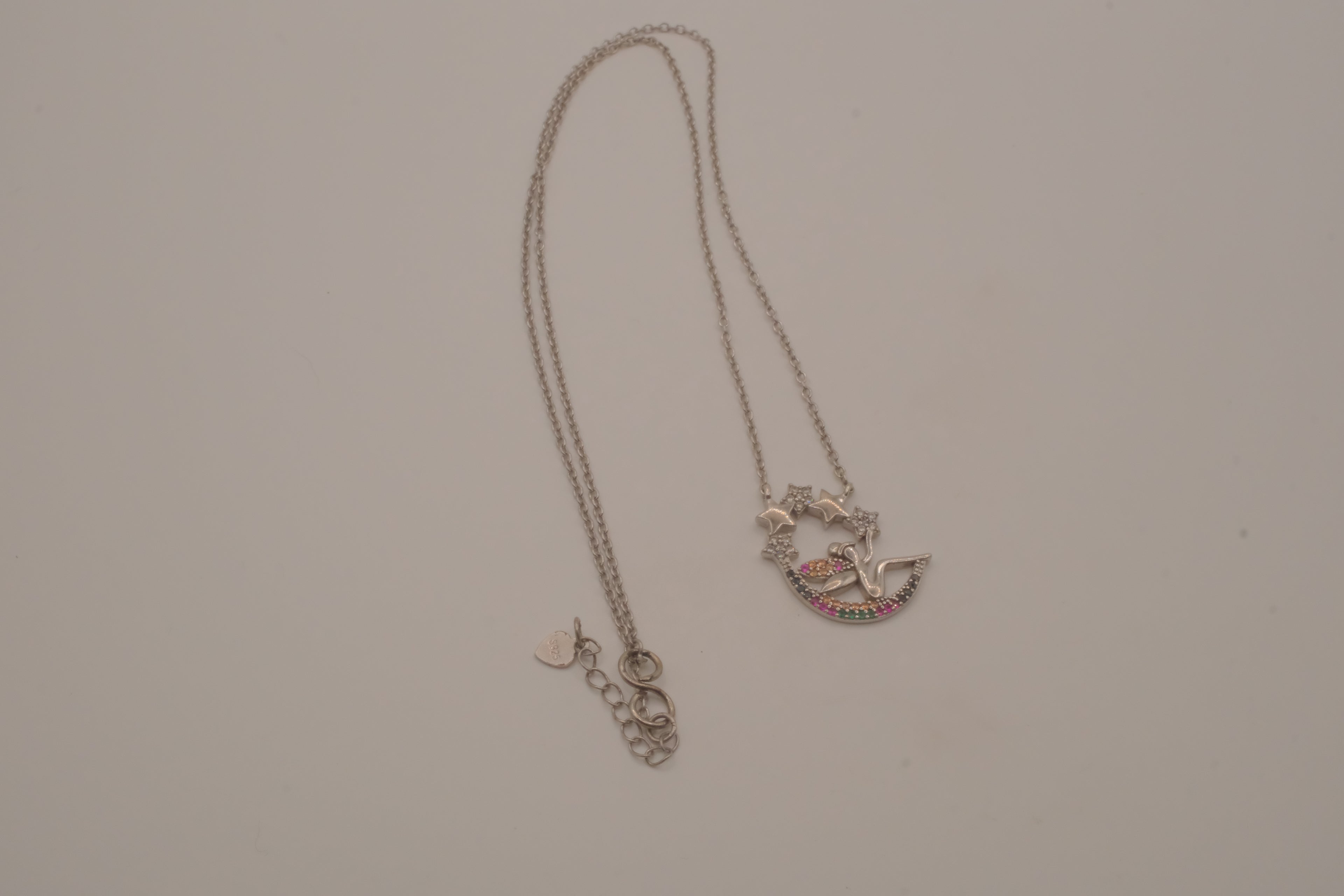 Sterling silver celestial fairy pendant necklace