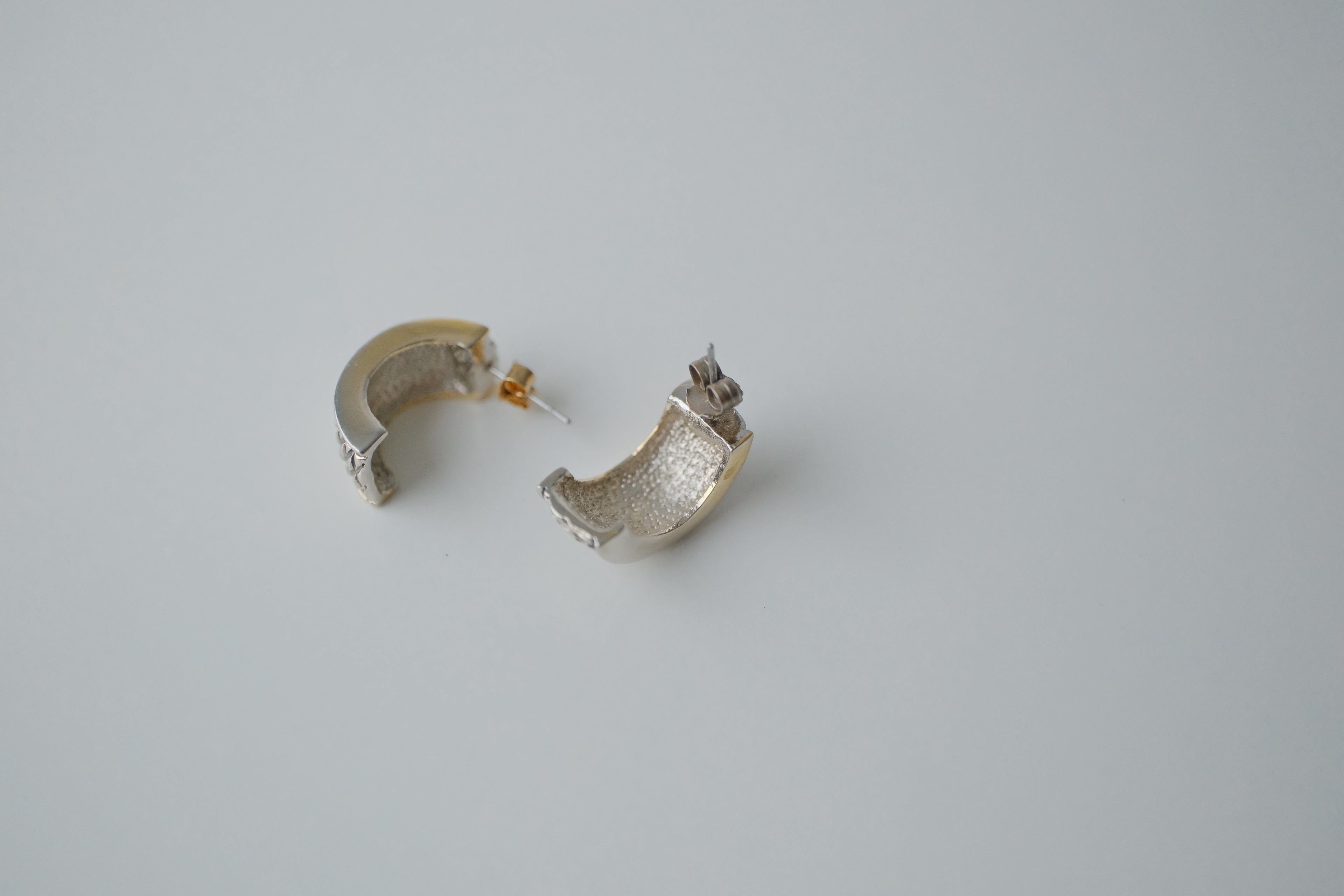 Vintage Two Tone Curved Earrings