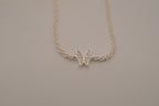 Sterling silver pave butterfly necklace