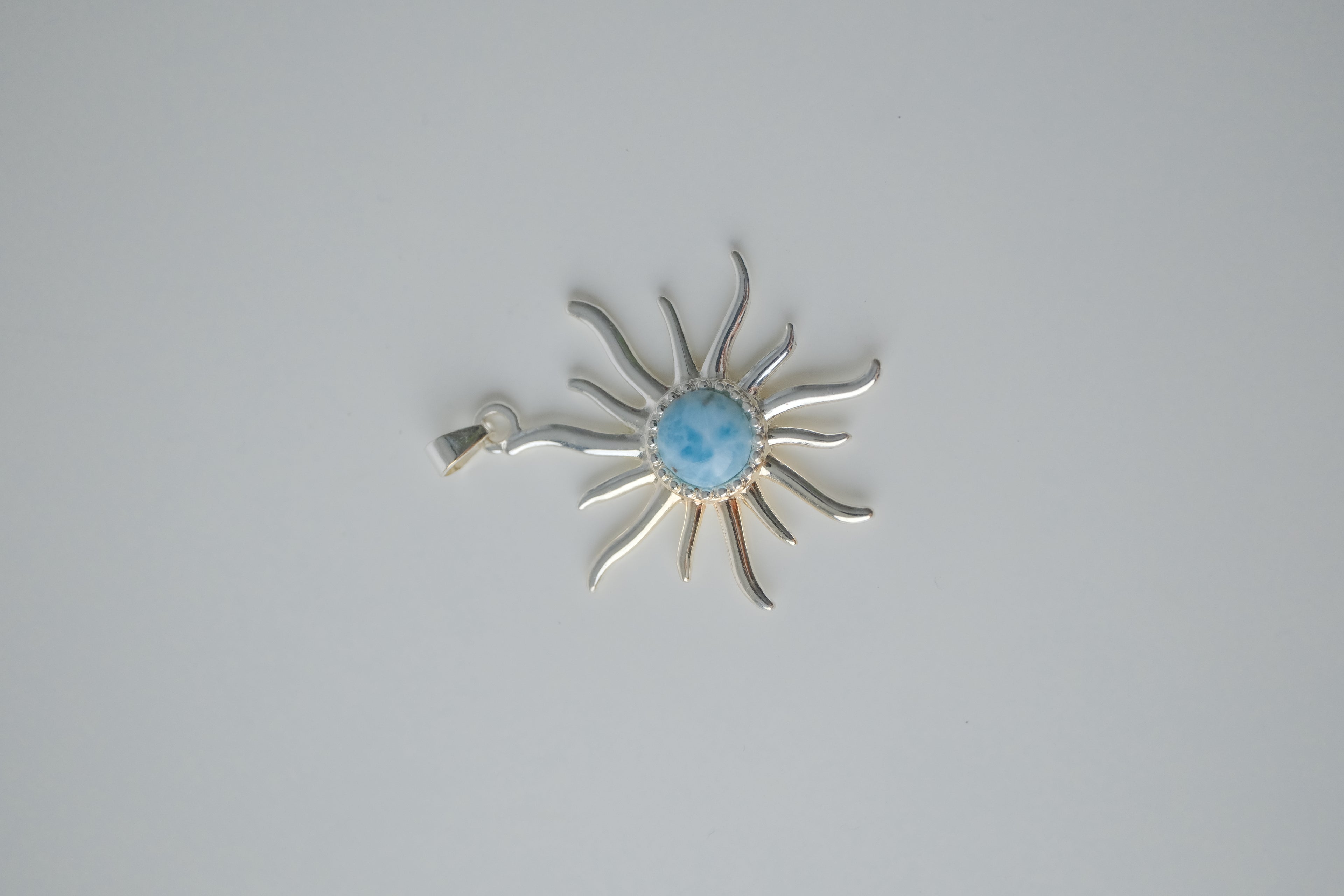 Sterling Silver Larimar Sun Pendant