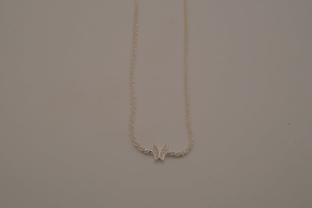 Sterling silver pave butterfly necklace