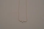 Sterling silver pave butterfly necklace