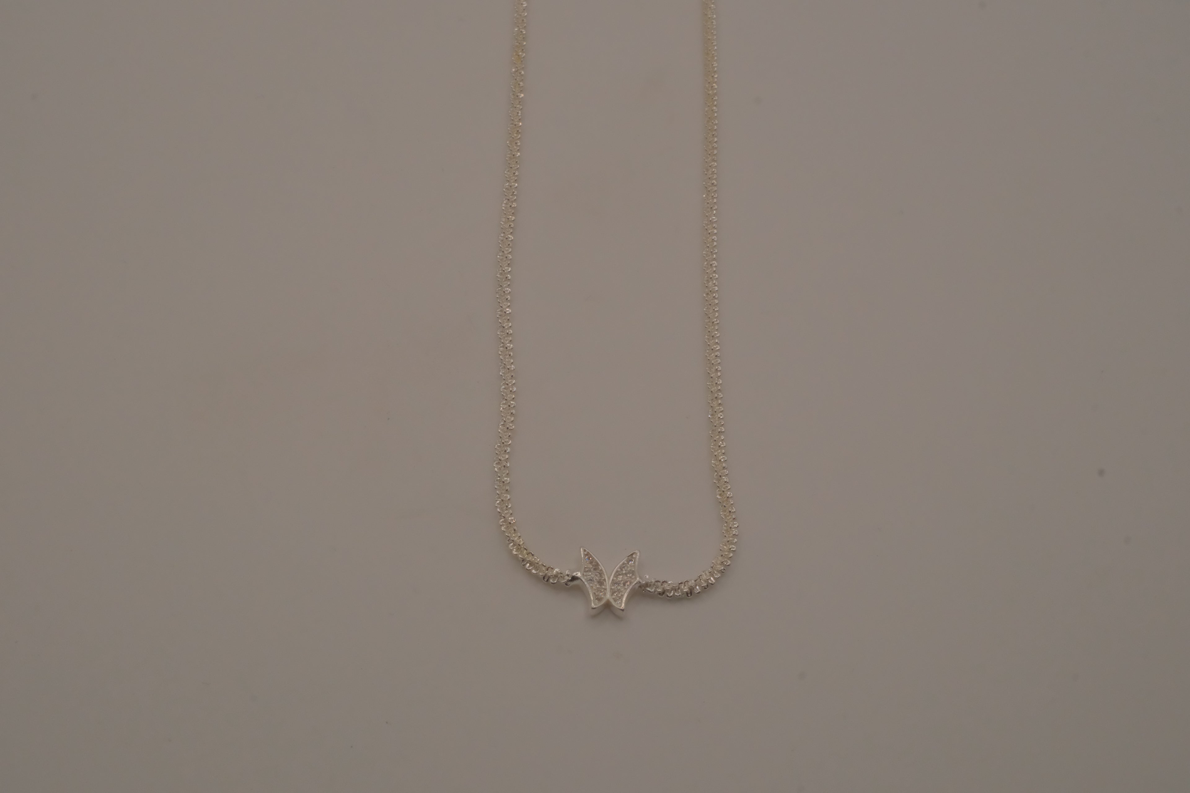 Sterling silver pave butterfly necklace