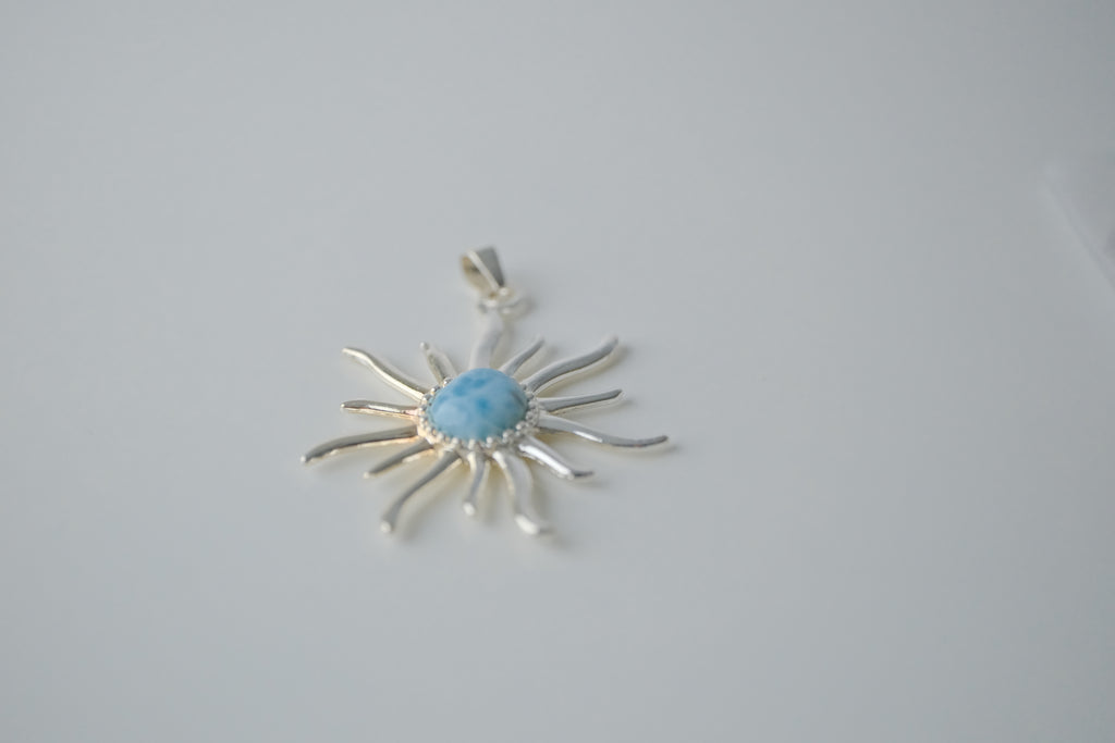 Sterling Silver Larimar Sun Pendant