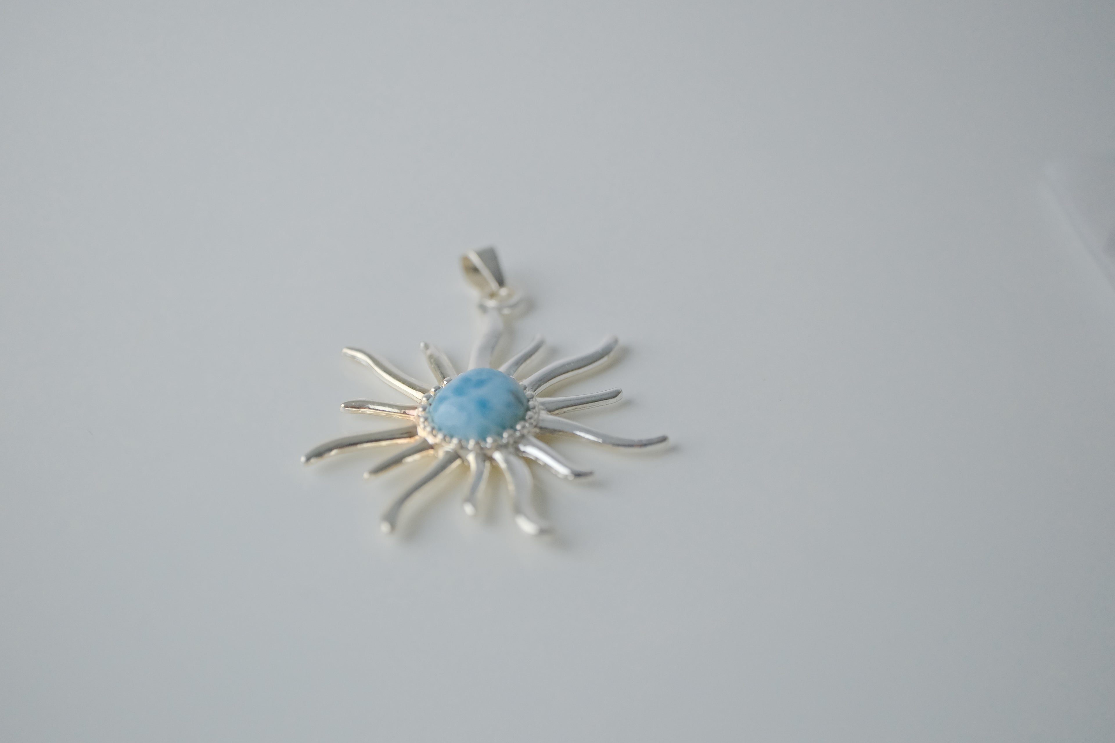 Sterling Silver Larimar Sun Pendant