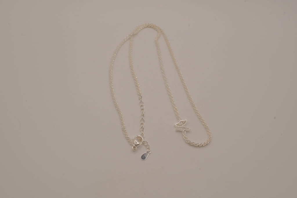 Sterling silver pave butterfly necklace