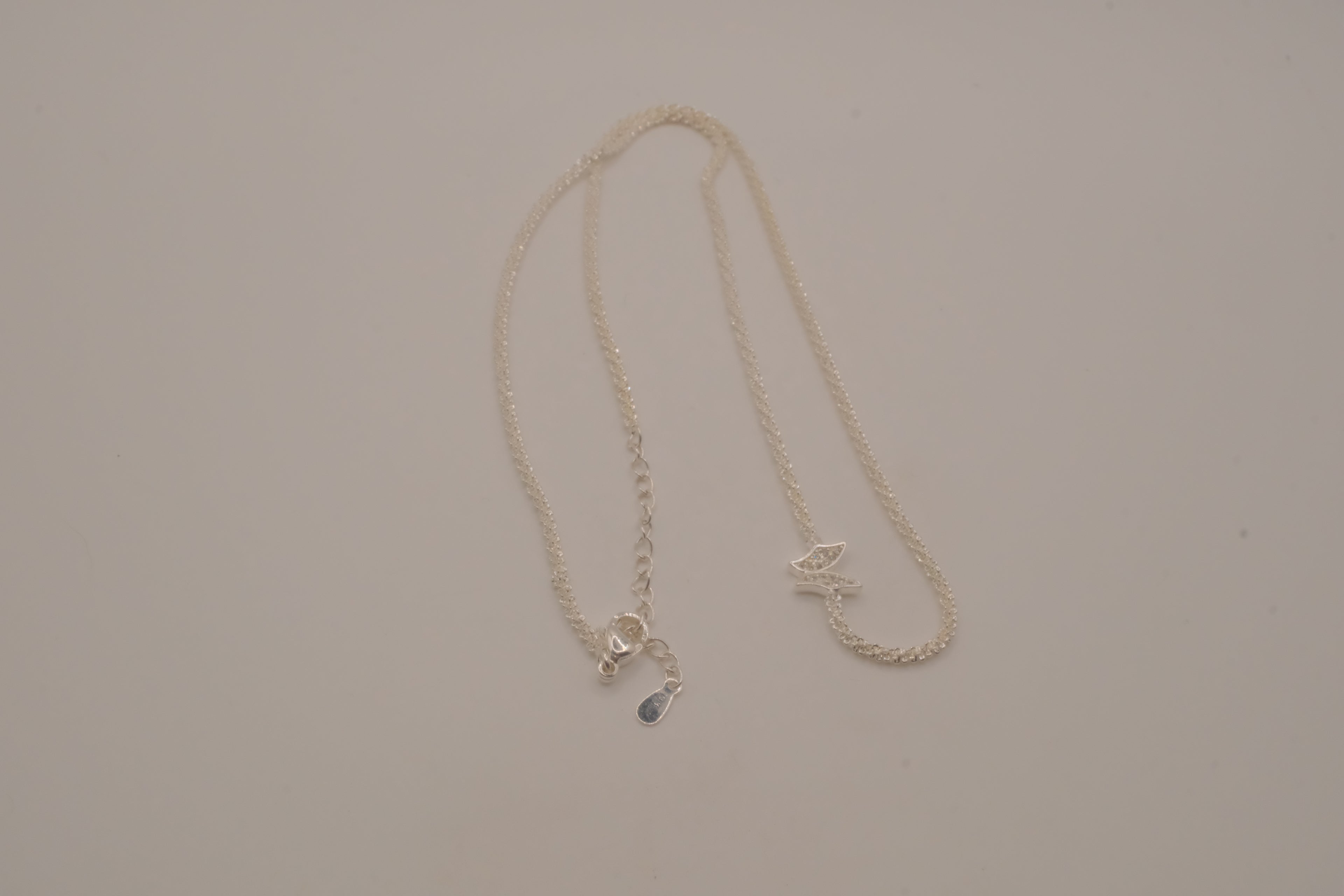 Sterling silver pave butterfly necklace