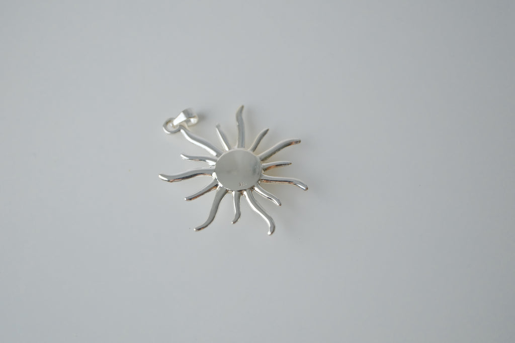 Sterling Silver Larimar Sun Pendant
