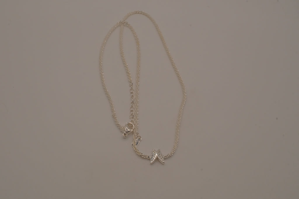 Sterling silver pave butterfly necklace