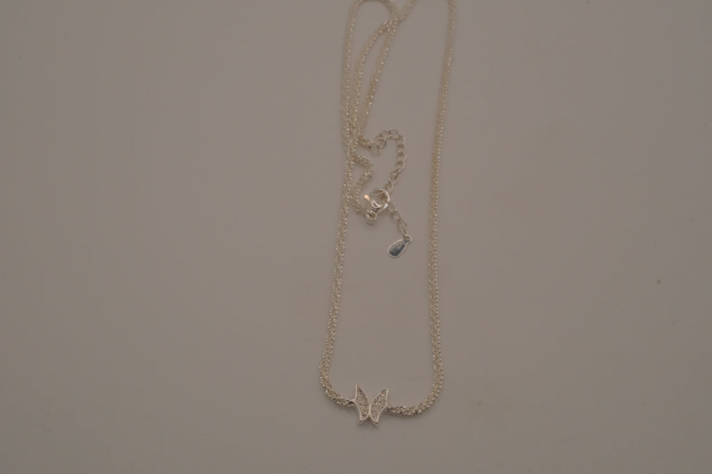 Sterling silver pave butterfly necklace