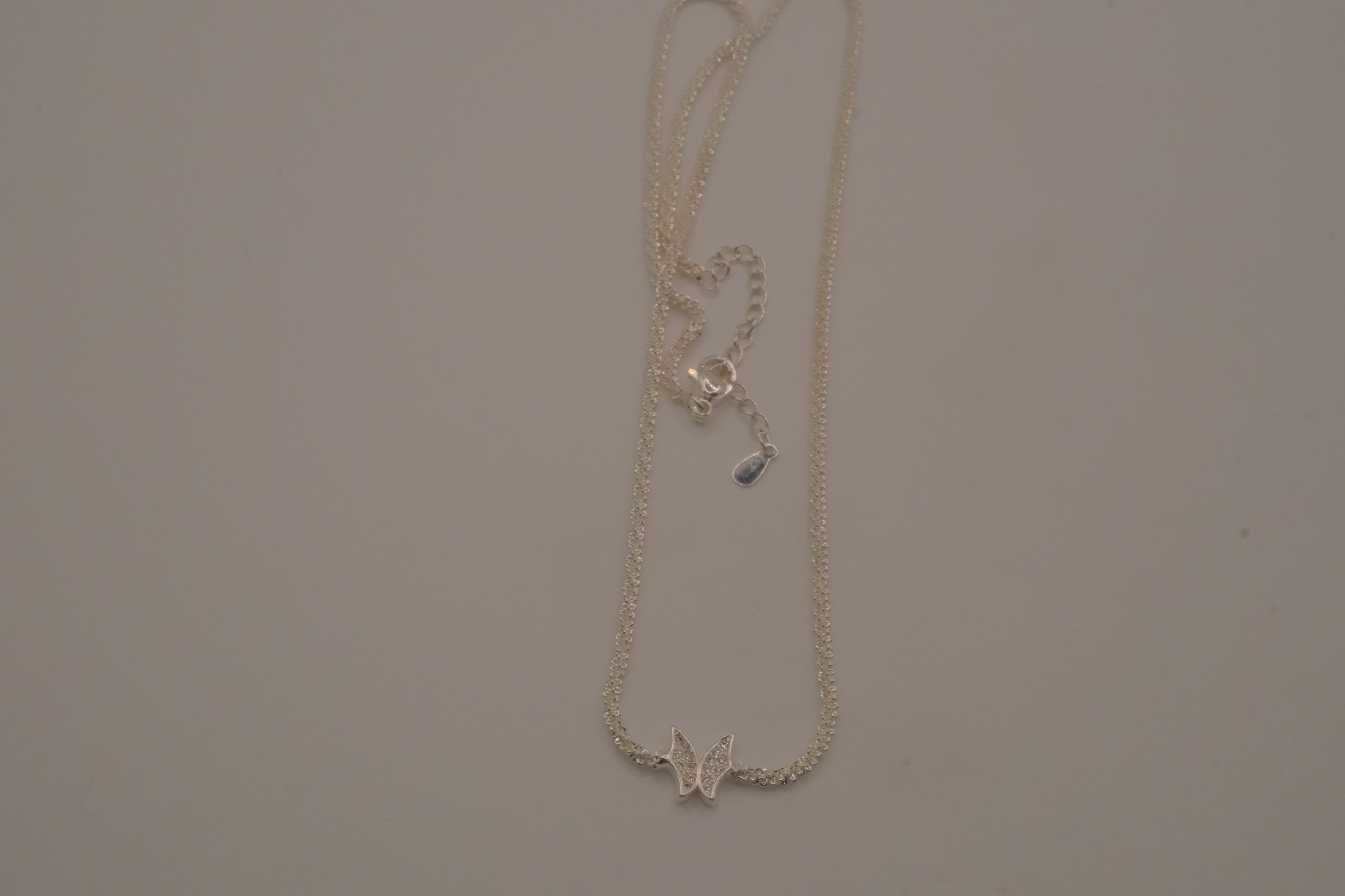 Sterling silver pave butterfly necklace