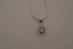 Elle Sterling silver dainty round white stone pendant necklace