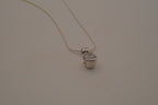 Elle Sterling silver dainty round white stone pendant necklace