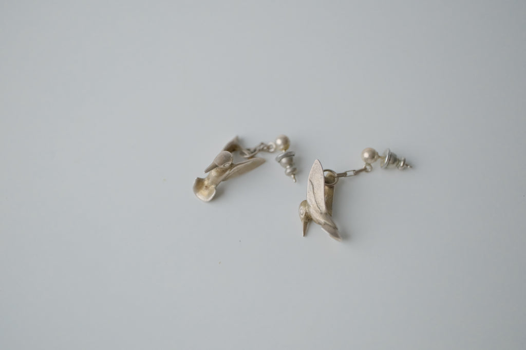 Vintage Sterling Silver Hummingbird Earrings