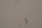 Elle Sterling silver dainty round white stone pendant necklace
