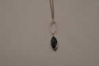 Elle Sterling silver marquise-cut black stone pendant necklace