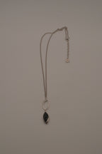 Elle Sterling silver marquise-cut black stone pendant necklace