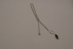 Elle Sterling silver marquise-cut black stone pendant necklace