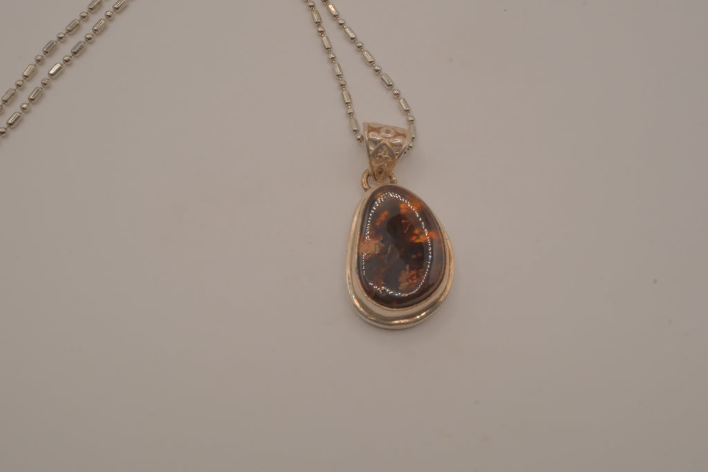 Sterling silver Baltic Amber pendant necklace