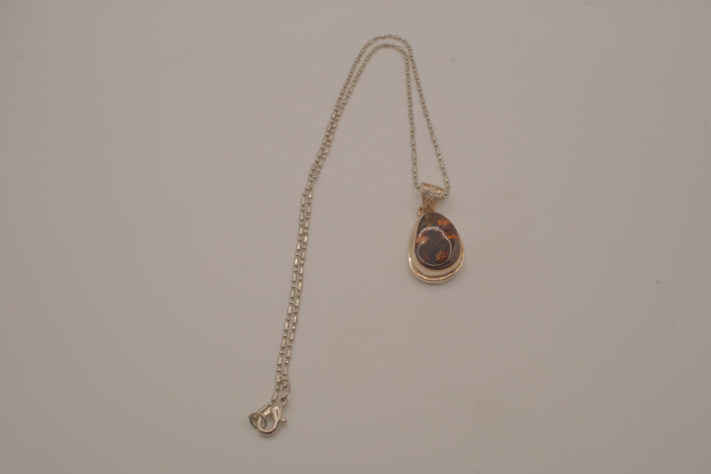 Sterling silver Baltic Amber pendant necklace