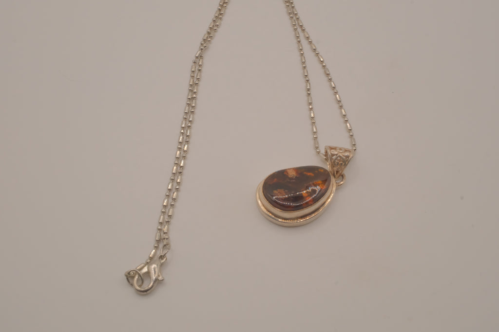 Sterling silver Baltic Amber pendant necklace