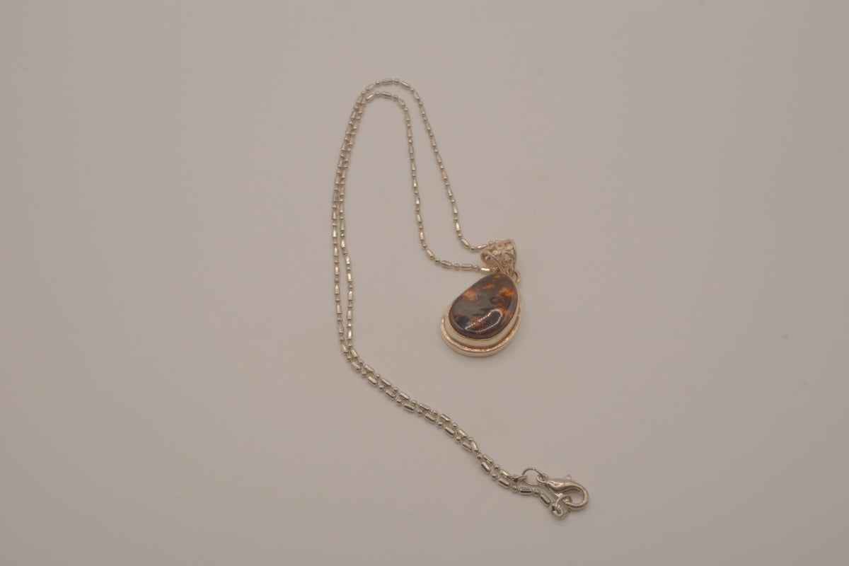 Sterling silver Baltic Amber pendant necklace
