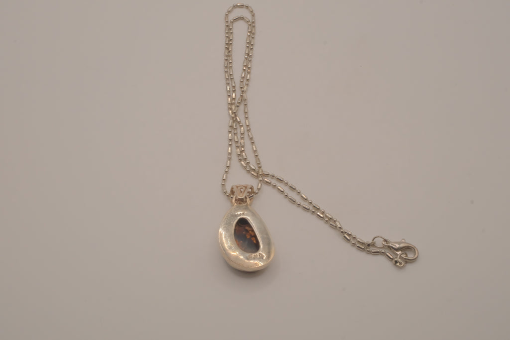 Sterling silver Baltic Amber pendant necklace