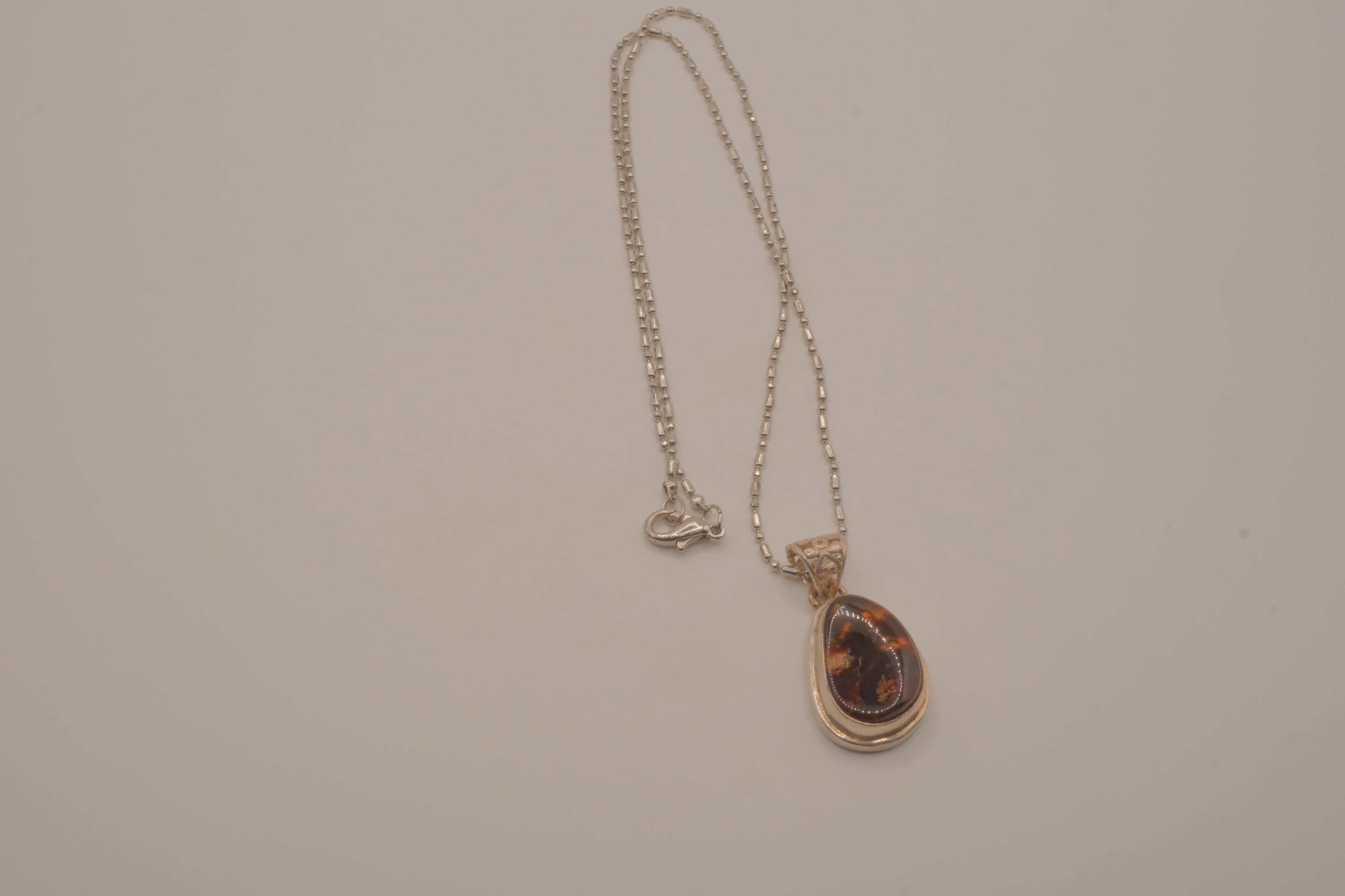Sterling silver Baltic Amber pendant necklace