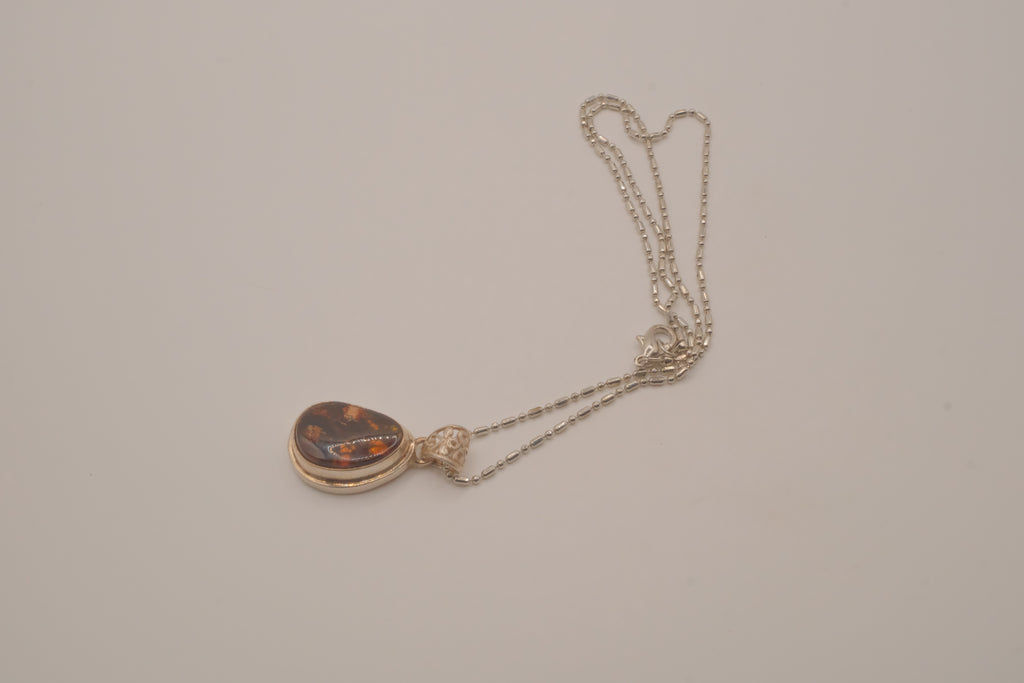 Sterling silver Baltic Amber pendant necklace