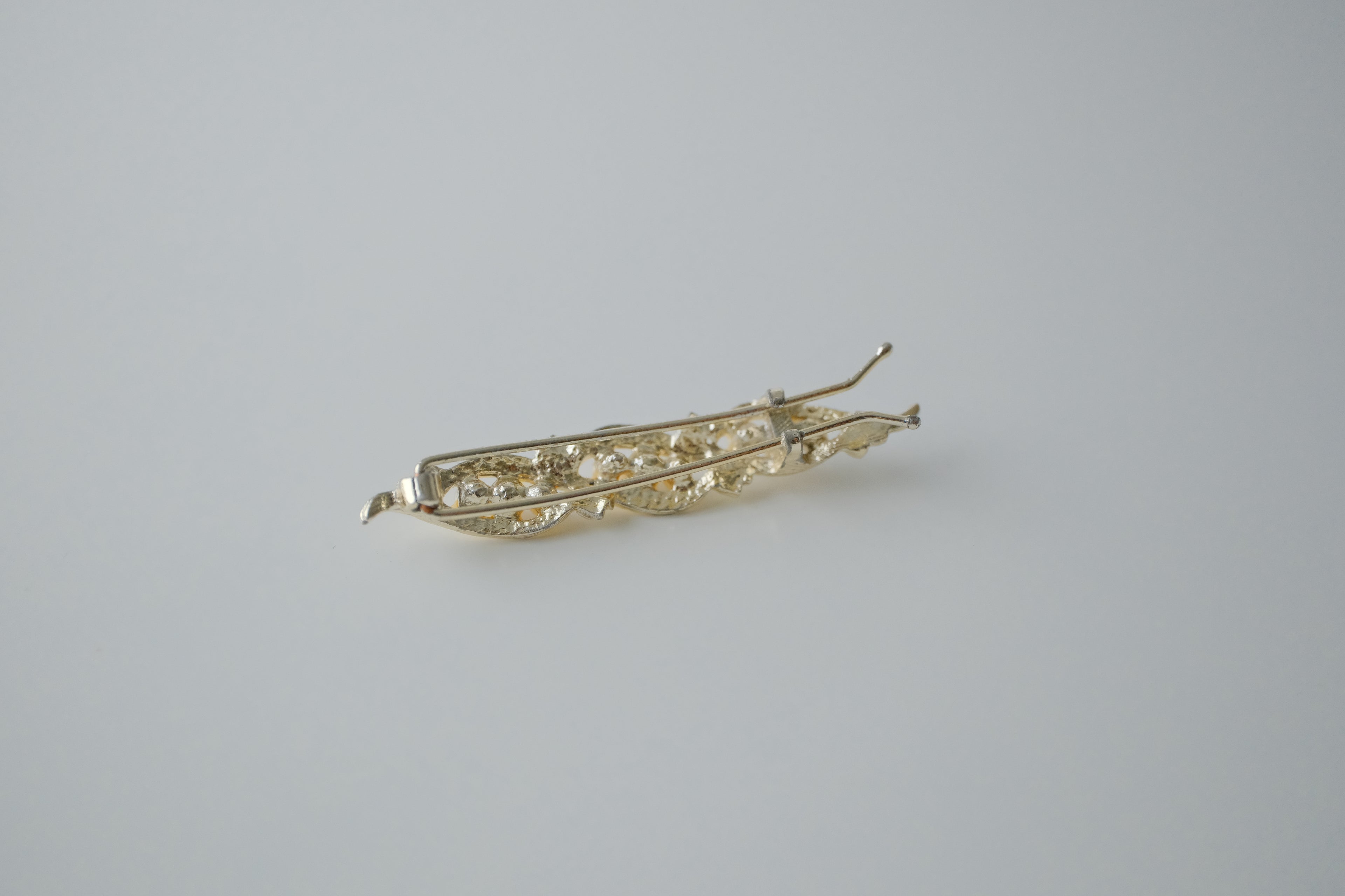 Vintage Gold Twisted Pearl Hair Barette