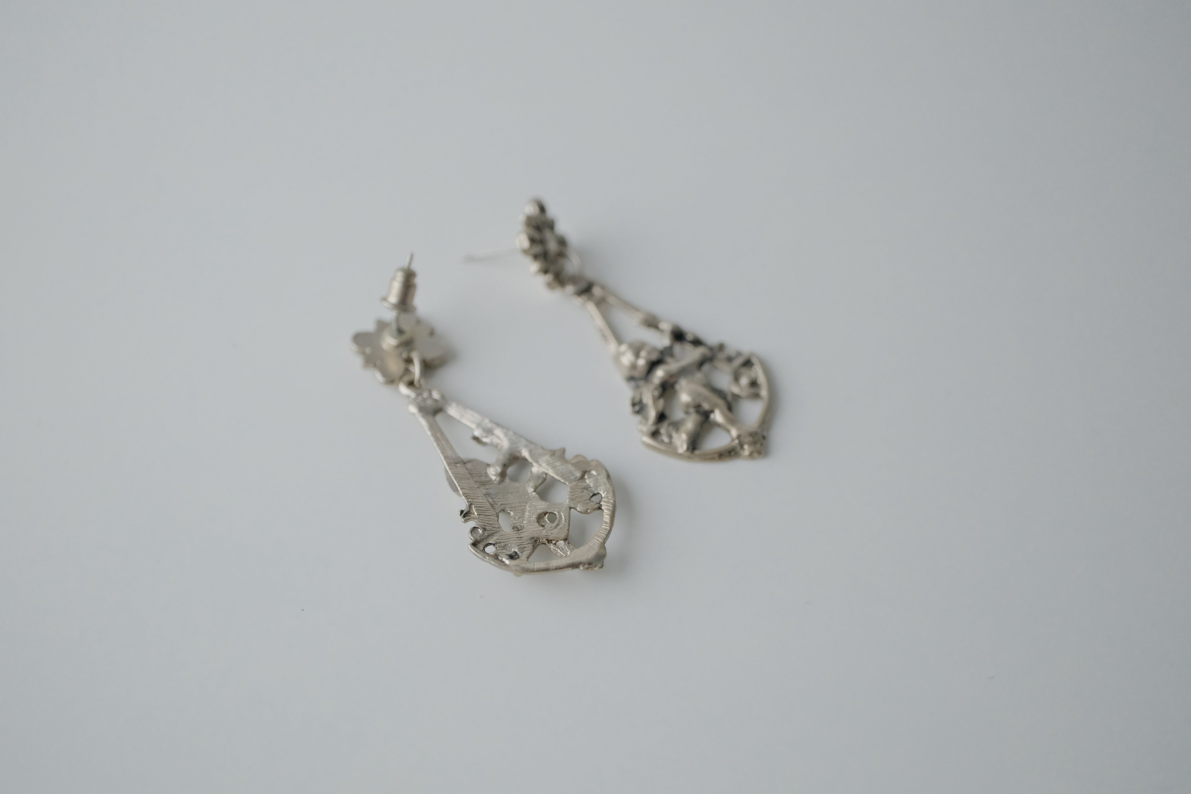 Vintage 1950s Sterling Silver Cupid Earrings