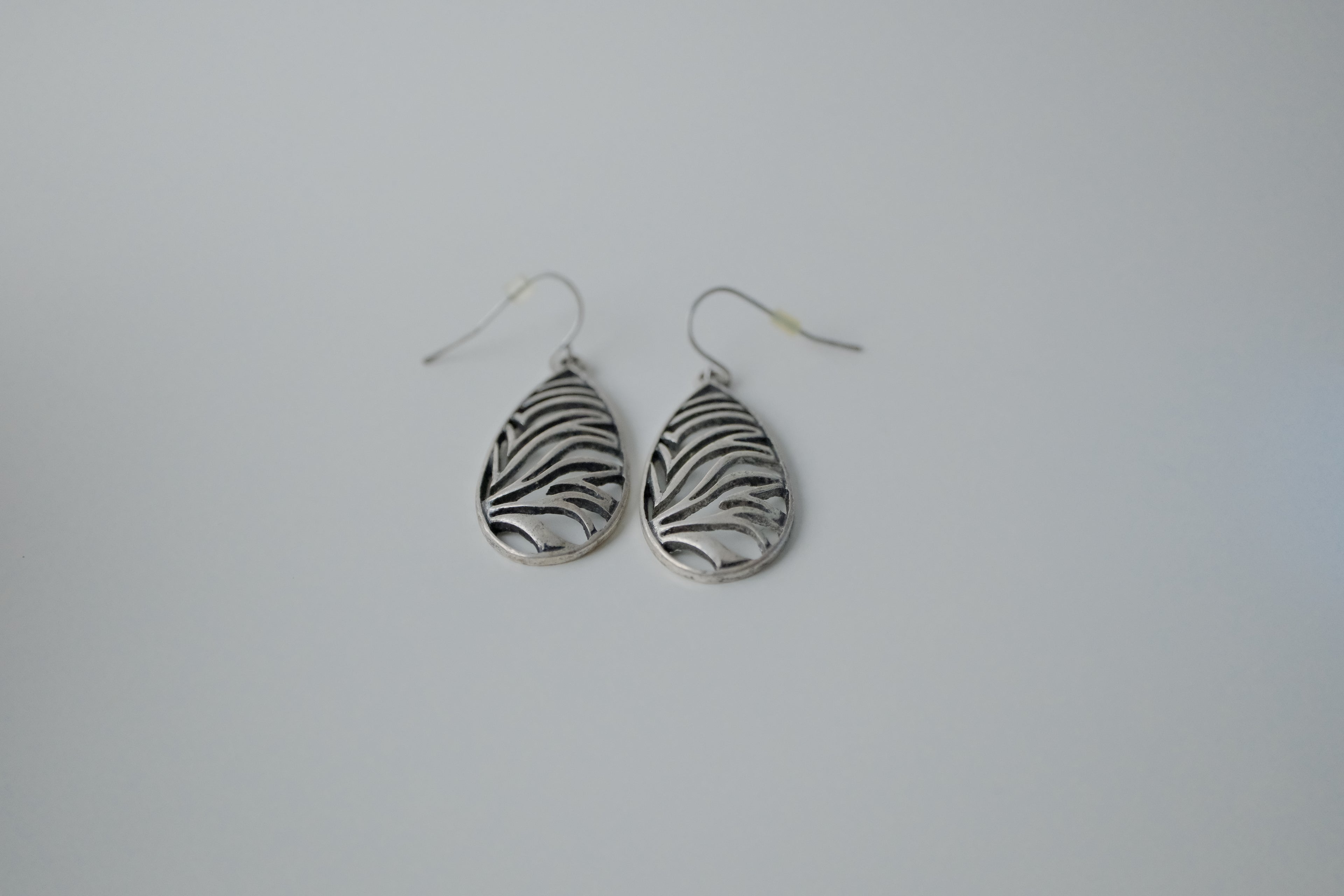 Vintage Teardrop Zebra Stripe Earrings