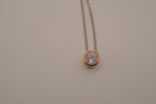Elle Sterling silver rose gold bezel-set round solitaire pendant necklace