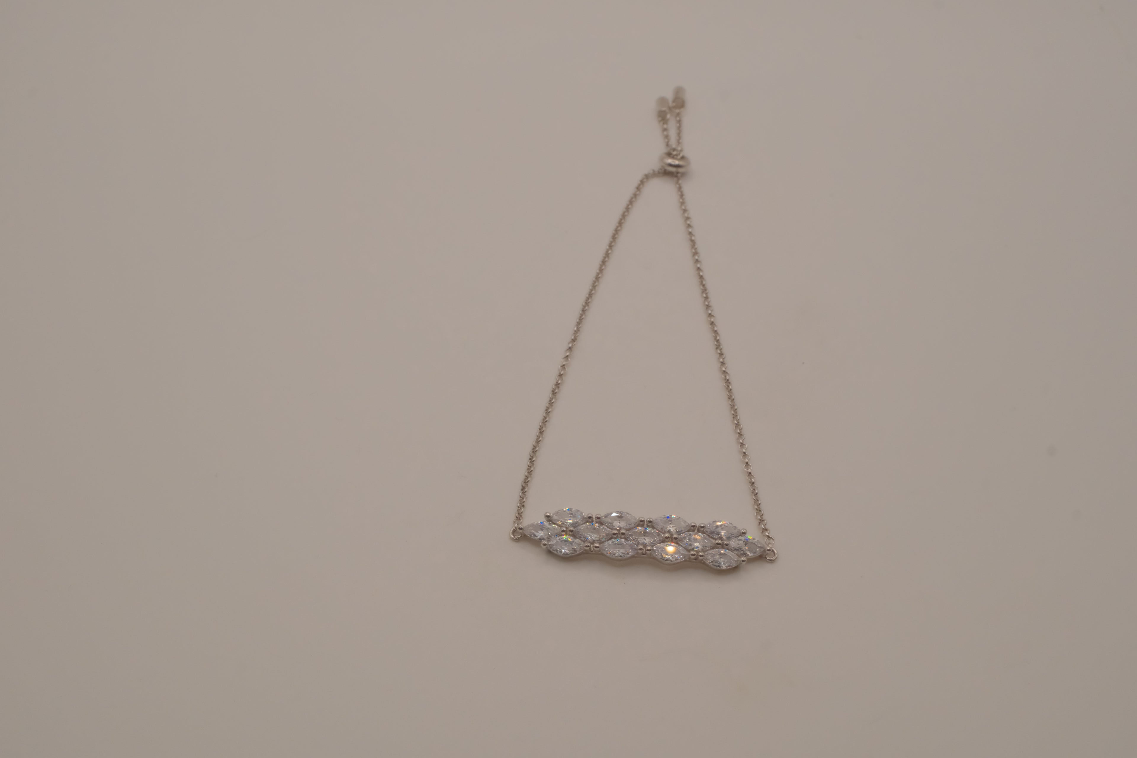 Sterling silver crystal bolo slider bracelet