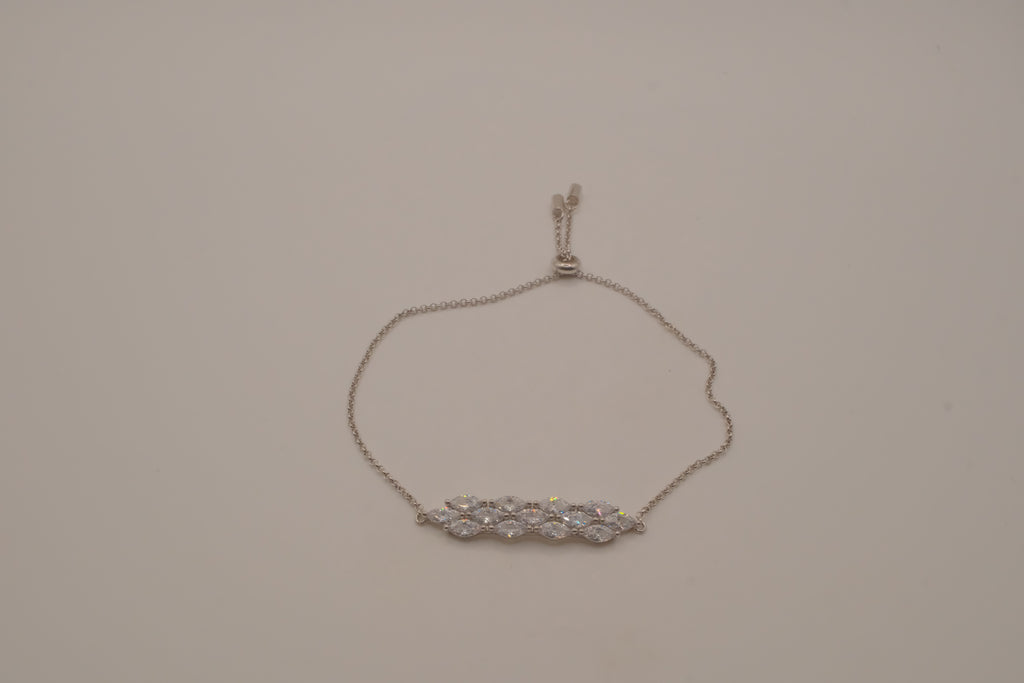 Sterling silver crystal bolo slider bracelet
