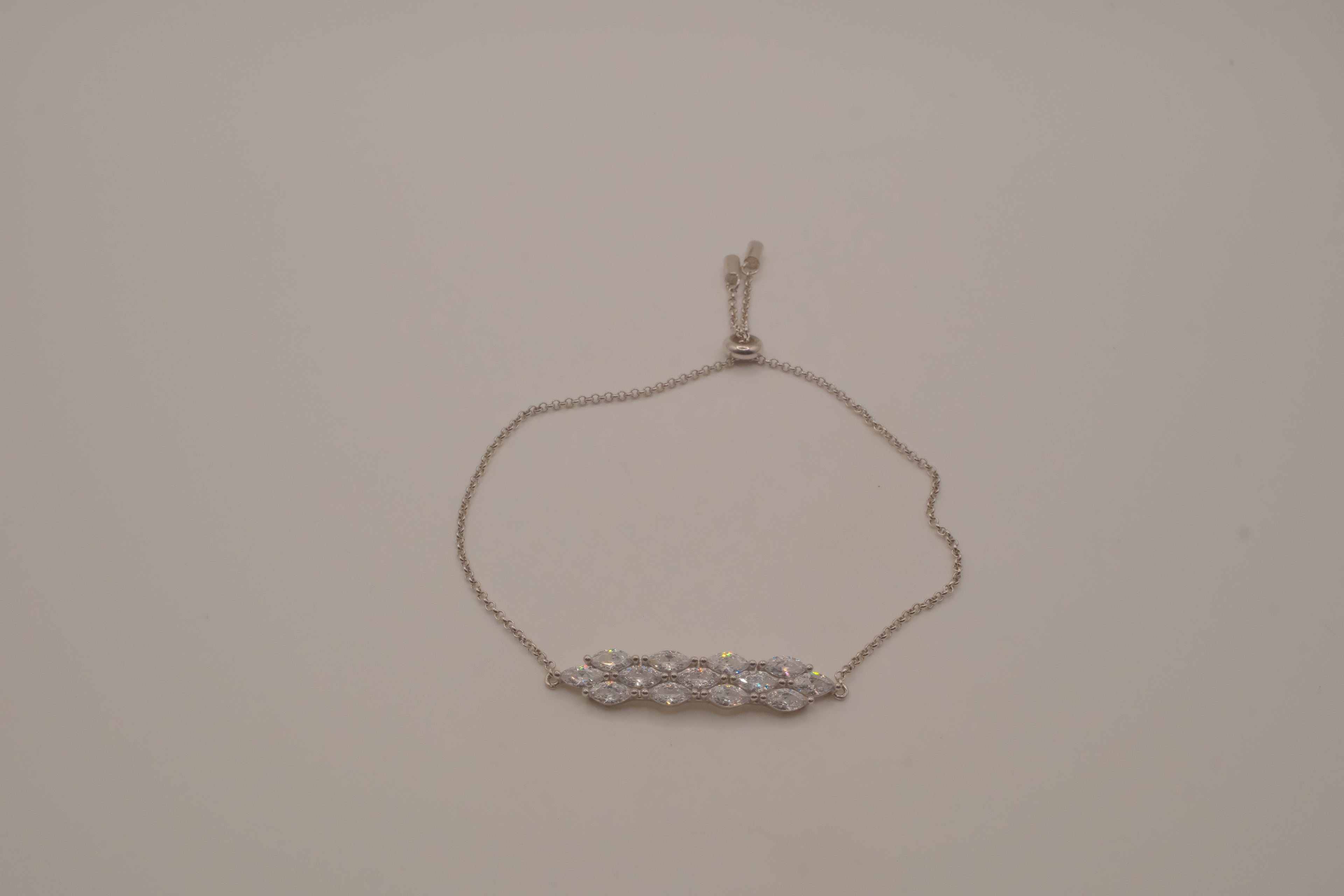 Sterling silver crystal bolo slider bracelet