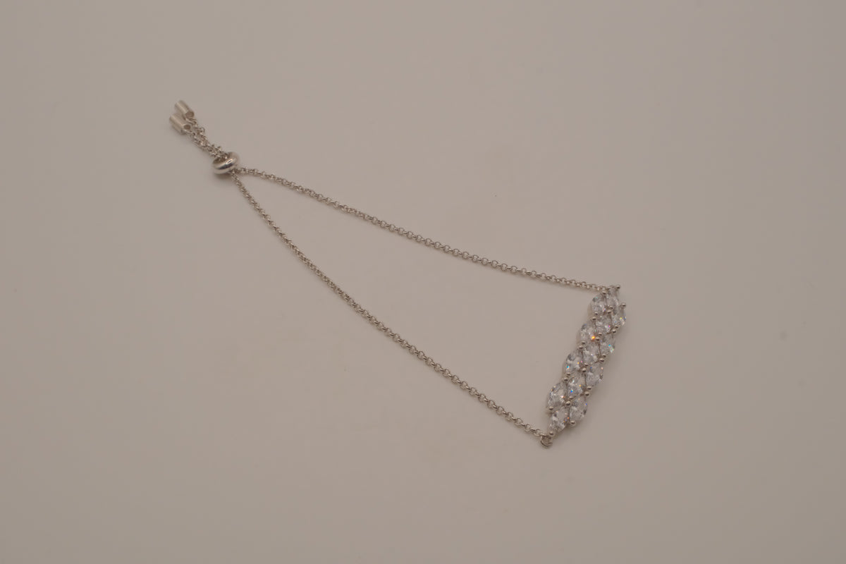 Sterling silver crystal bolo slider bracelet