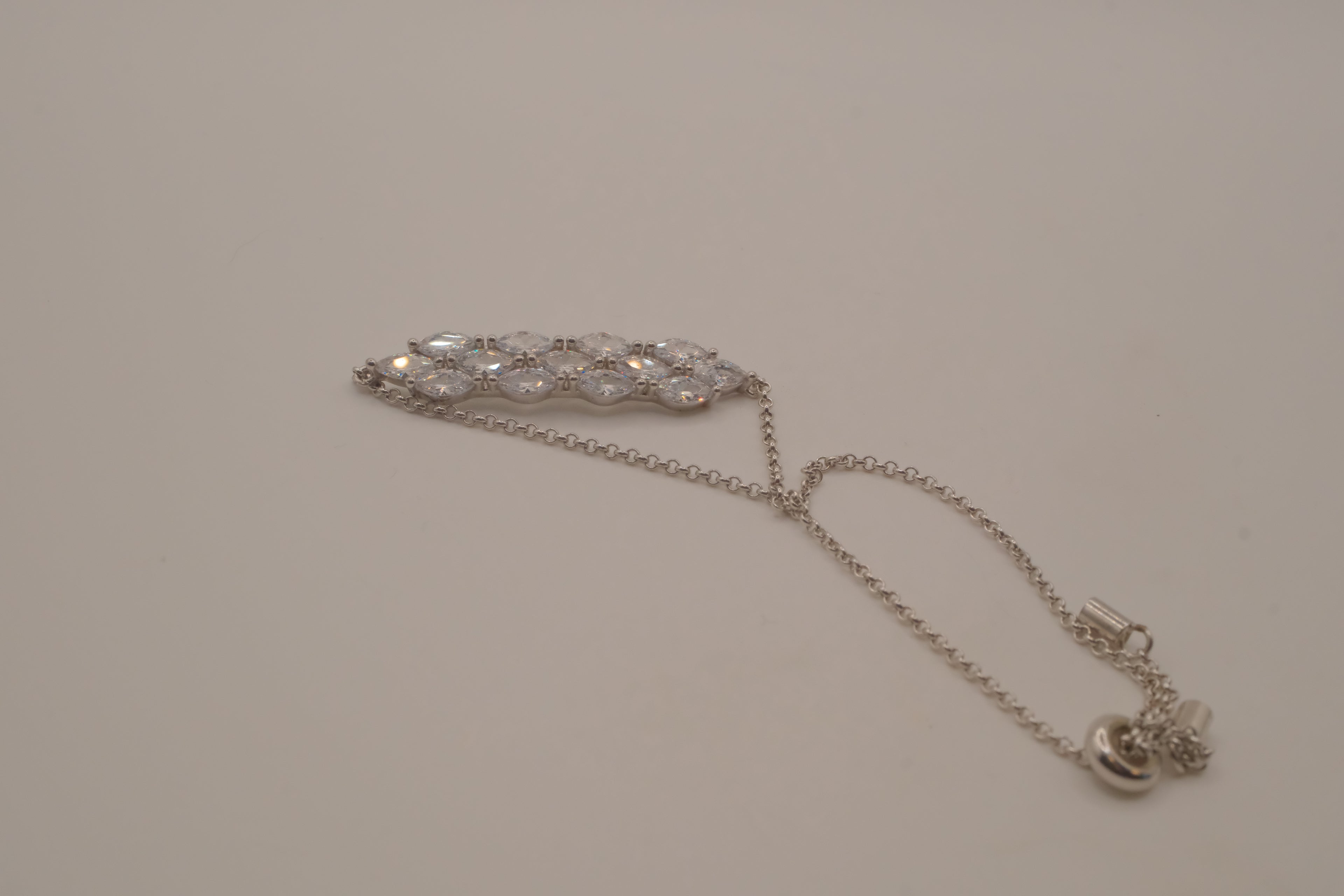 Sterling silver crystal bolo slider bracelet