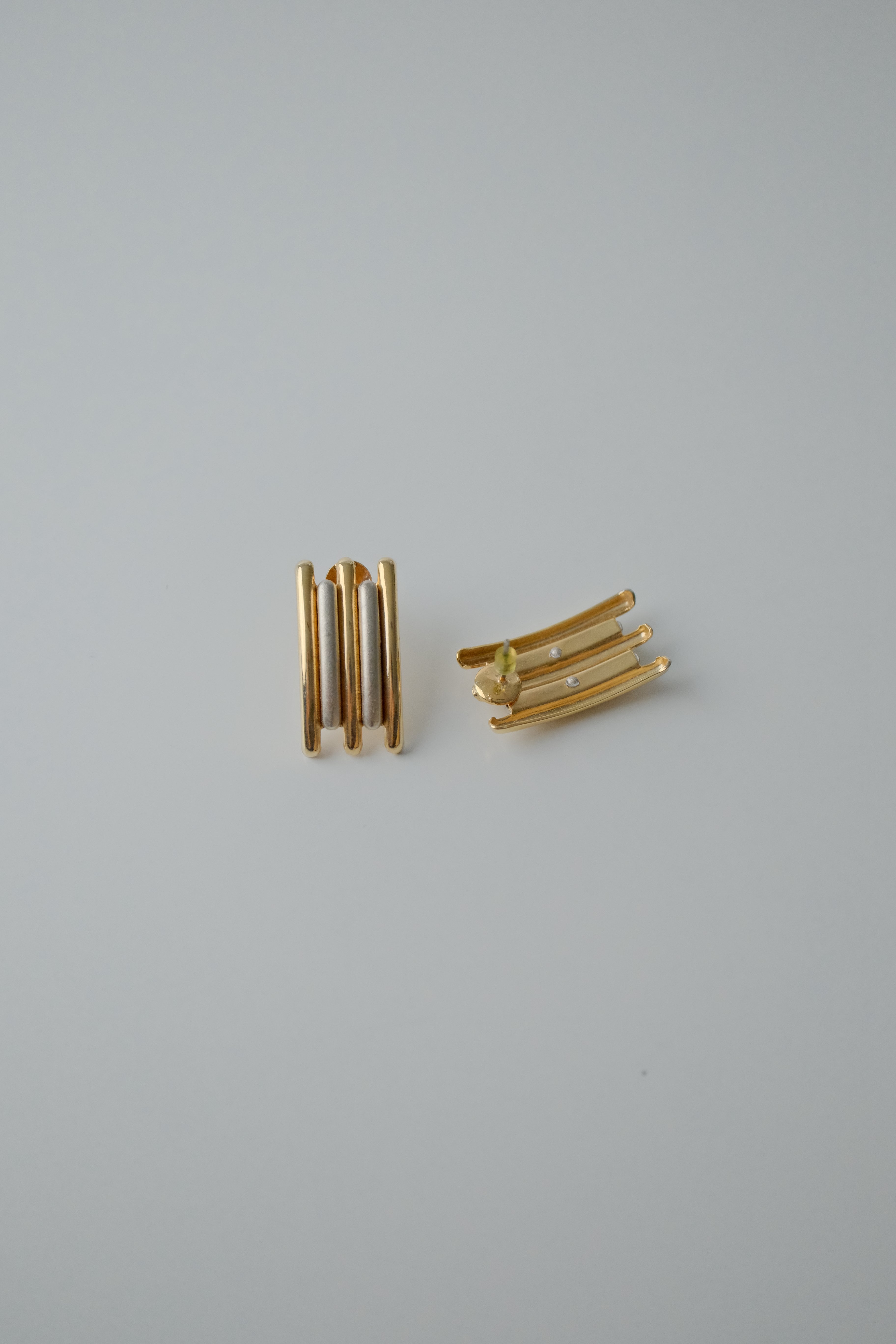 Vintage Two Tone Bar Earrings