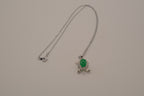 Sterling silver Jade turtle pendant necklace