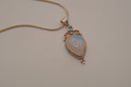 Sterling silver teardrop rainbow moonstone pendant necklace